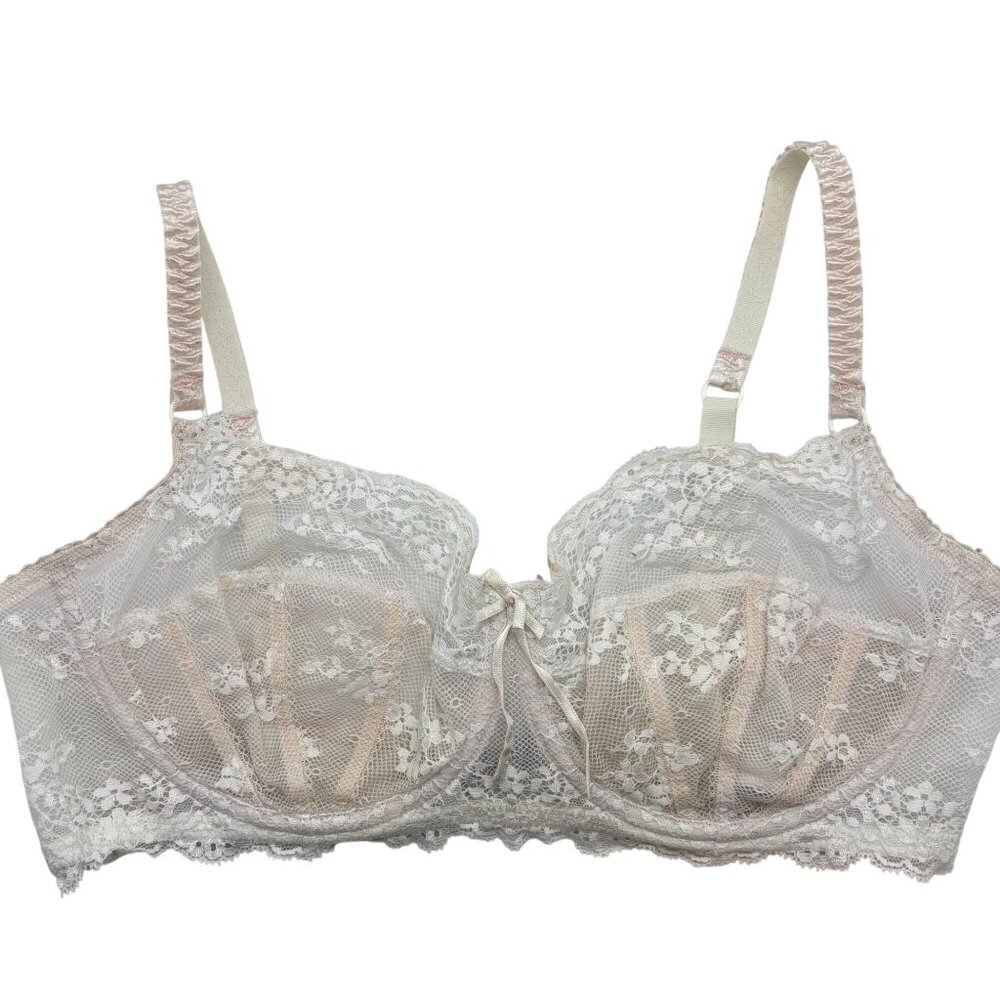 Elle McPherson Intimates White Lace Underwire Bra 36D Adjustable Straps E75-261